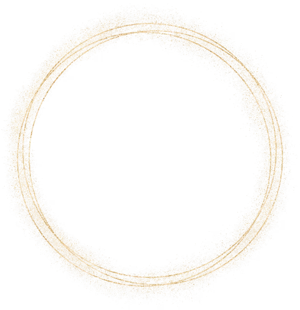 A golden glitter circle frame